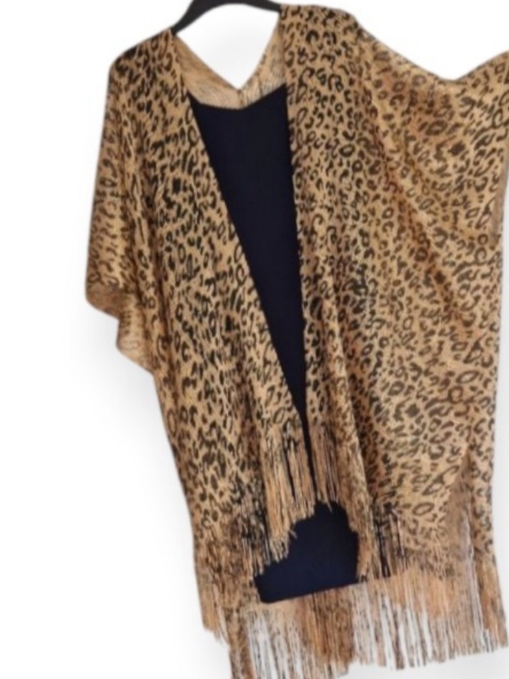 CHEETAH PRINT FRINGE KIMONO COVER-UP NWOT